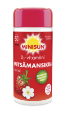 Minisun D-vitamiini Metsämansikka 50 mikrog 200 purutabl
